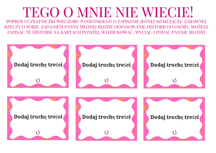 TEGO O MNIE NIE WIECIE Gra na Wieczór Panieński