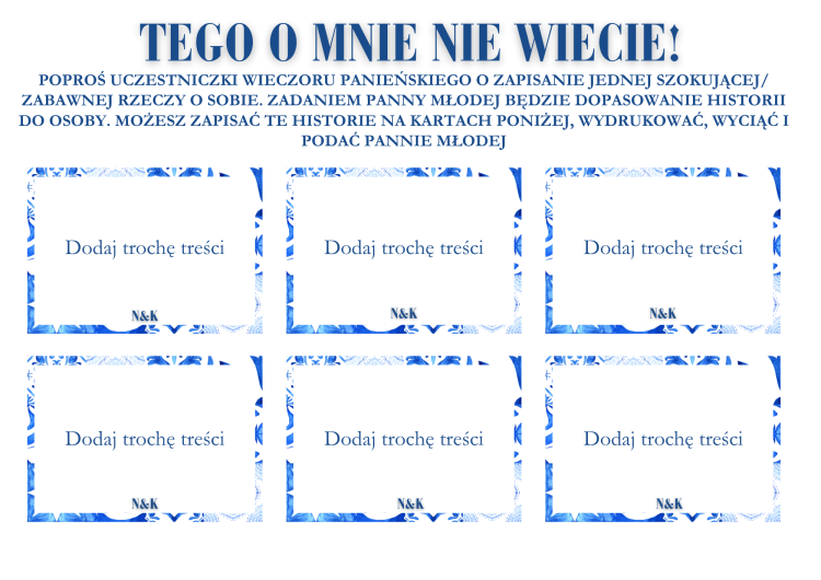 Tego o mnie nie wiecie Gry na grecki Wieczór Panieński Mamma mia gra imprezowa integracyjna