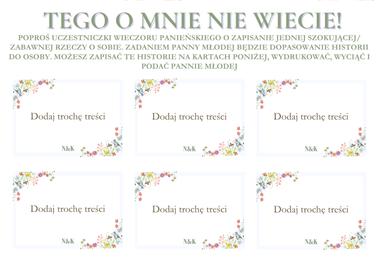 Tego o mnie nie wiecie- Gry na wieczór panieński- integracyjna gra imprezowa