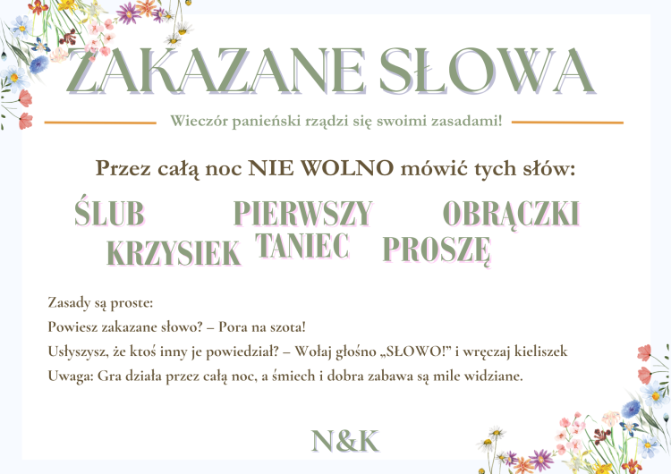 Zakazane słowa Gry na wieczór panieński