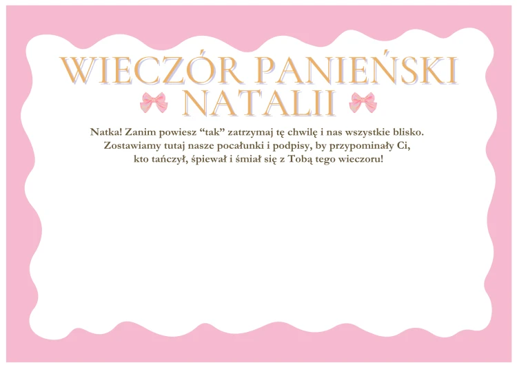 Certyfikat Wieczoru Panieńskiego Pamiątka Wieczoru Panieńskiego