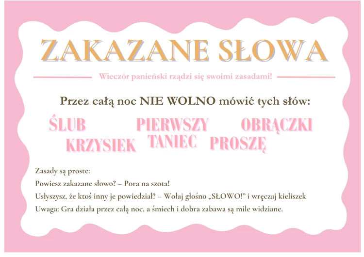 Zakazane Słowa Gry na Wieczór Panieński  gra imprezowa działająca w tle