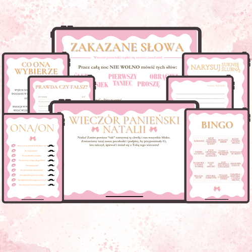 Gry na Wieczór Panieński  szablon canva do samodzielnej personalizacji