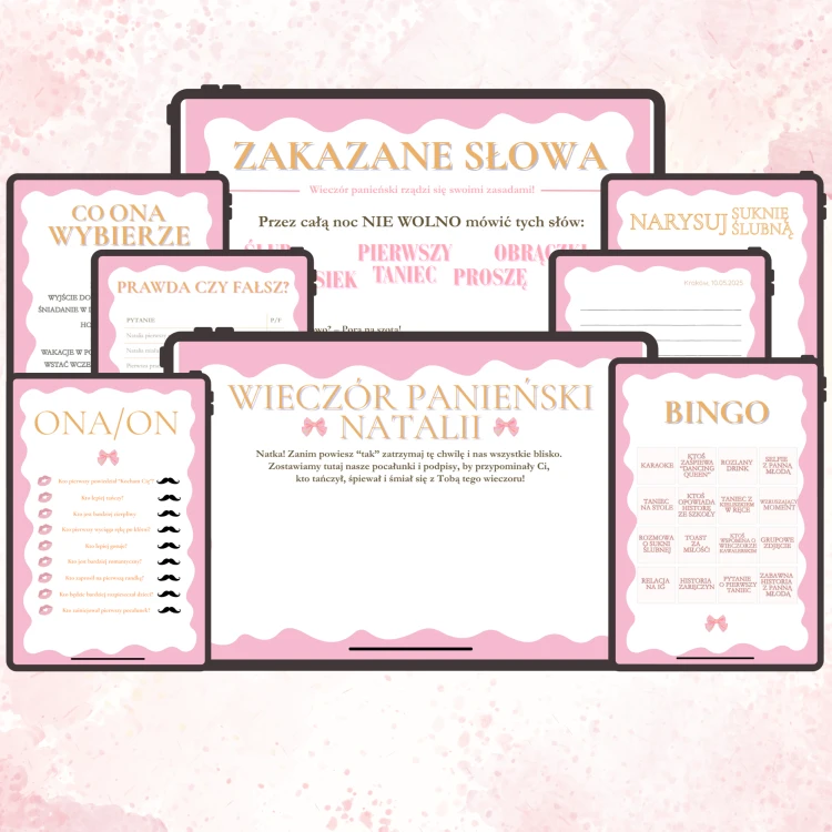 Gry na Wieczór Panieński  szablon canva do samodzielnej personalizacji