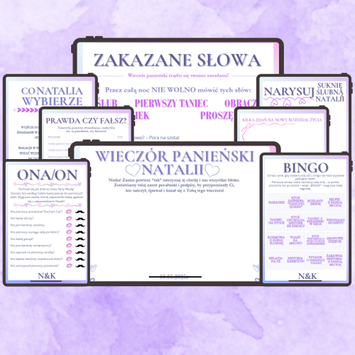 Gry na Wieczór Panieński  szablon canva do samodzielnej personalizacji