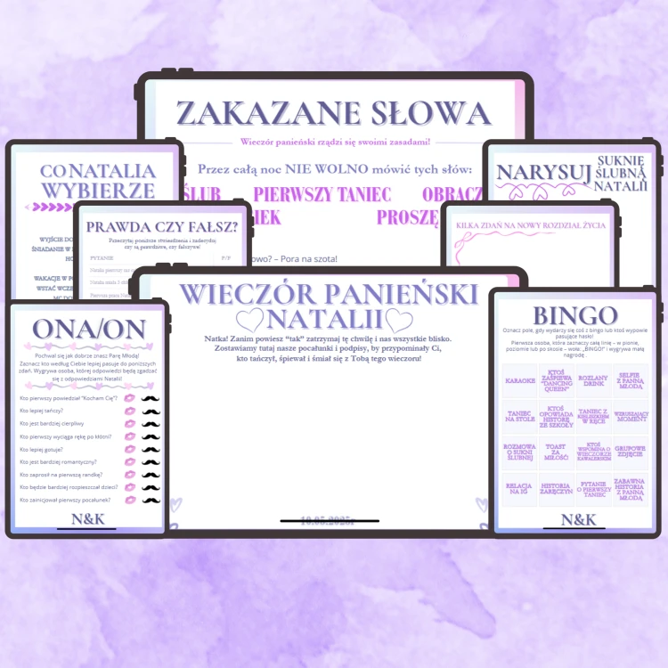 Gry na Wieczór Panieński  szablon canva do samodzielnej personalizacji