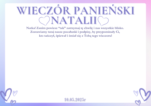 Certyfikat Wieczoru Panieńskiego Pamiątka Wieczoru Panieńskiego