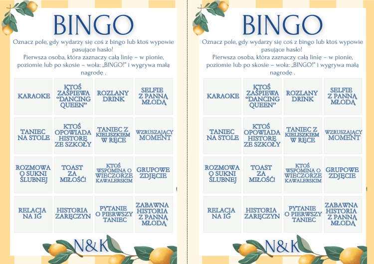BINGO Gry na Wieczór Panieński la dolce vita