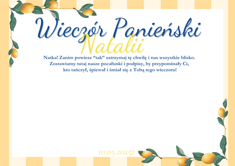Certyfikat Wieczoru Panieńskiego Pamiątka Wieczoru Panieńskiego