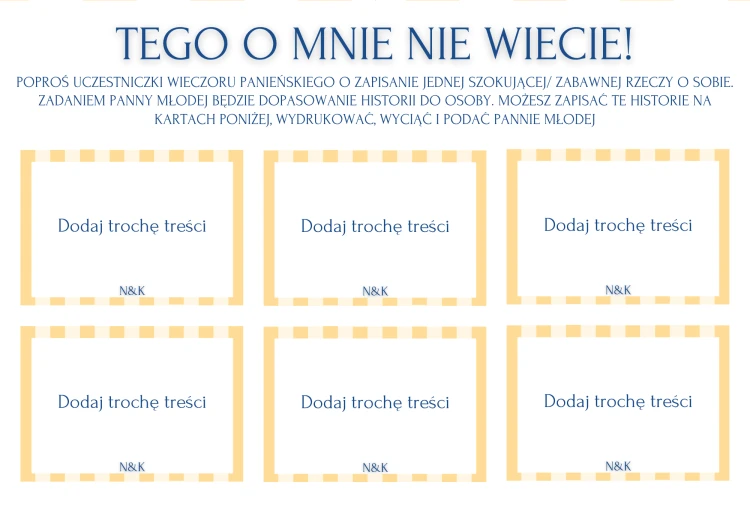 Tego o mnie nie wiecie Gry na Wieczór Panieński la dolce vita gra imprezowa integracyjna