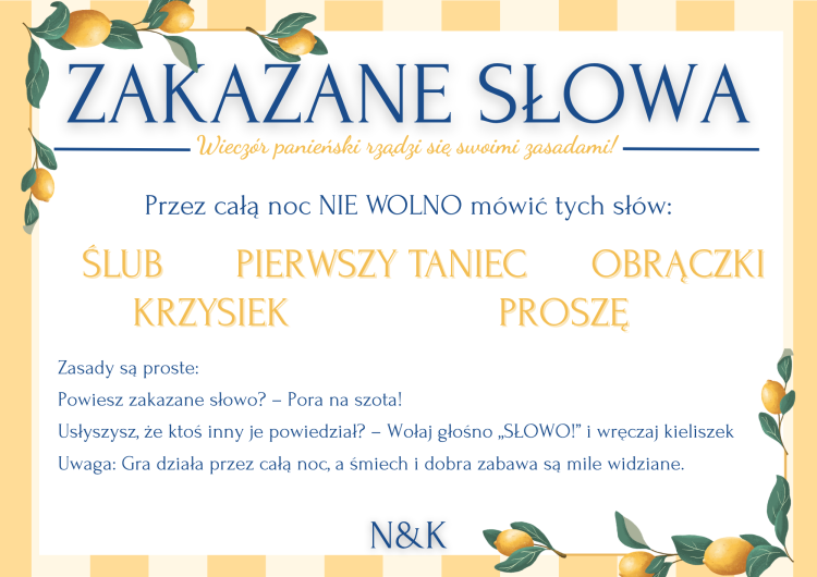 Zakazane Słowa Gry na Wieczór Panieński la dolce vita gra imprezowa działająca w tle
