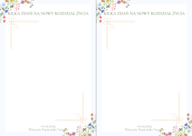 List do panny Młodej Gry na  Wieczór Panieński kwiatowy pamiątka Wieczoru Panieńskiego