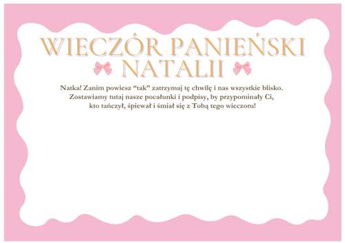Certyfikat Wieczoru Panieńskiego motyw róż-pomarańcz, piknik, pamiątka wieczoru panieńskiego