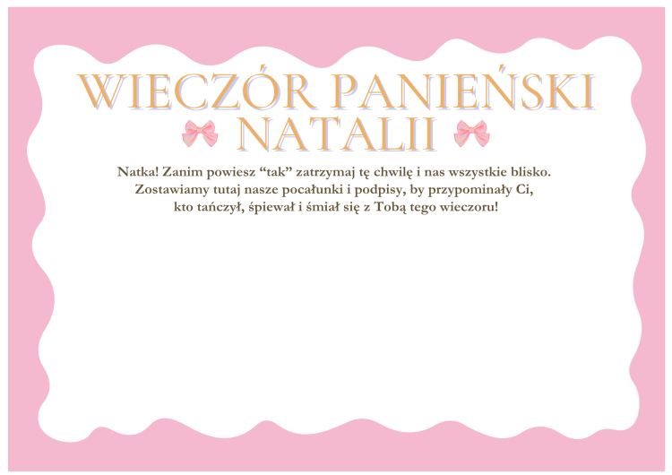 Certyfikat Wieczoru Panieńskiego motyw róż-pomarańcz, piknik, pamiątka wieczoru panieńskiego