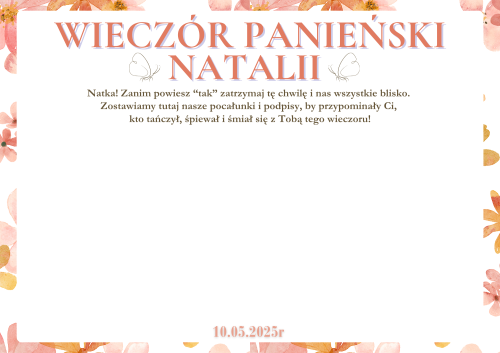 Certyfikat Wieczoru Panieńskiego, Pamiątka Wieczoru Panieńskiego