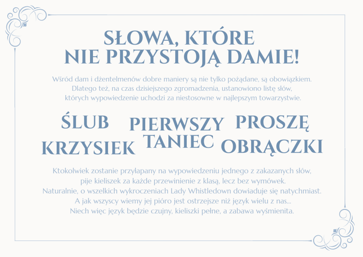 Gry na Wieczór Panieński w stylu Bridgerton Lady Whistledown