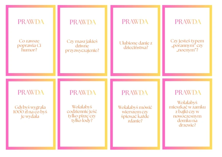 Prawda czy Wyzwanie wieczór panieński
